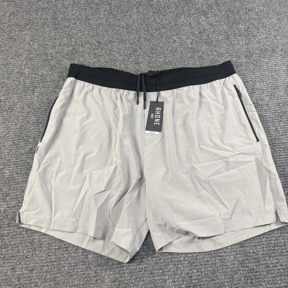 Rhone Mako Tech Shorts Mens 2XL Gray 7 Inseam Unlined Athletic Running Gym